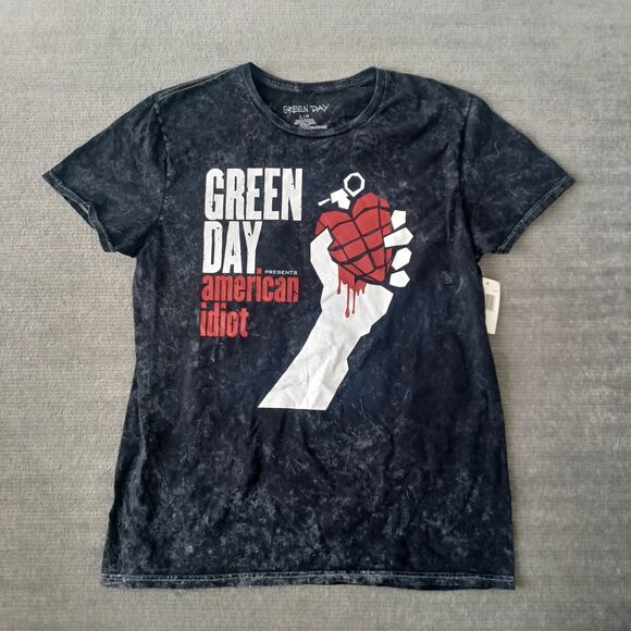 Green Day Band T Shirt Mens L Gray Graphic American Idiot Tour Short Sleeve - Picture 9 of 9